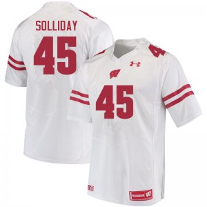 Men's Wisconsin Badgers NCAA #45 Garrison Solliday White Authentic Under Armour Stitched College Football Jersey FB31R55LI